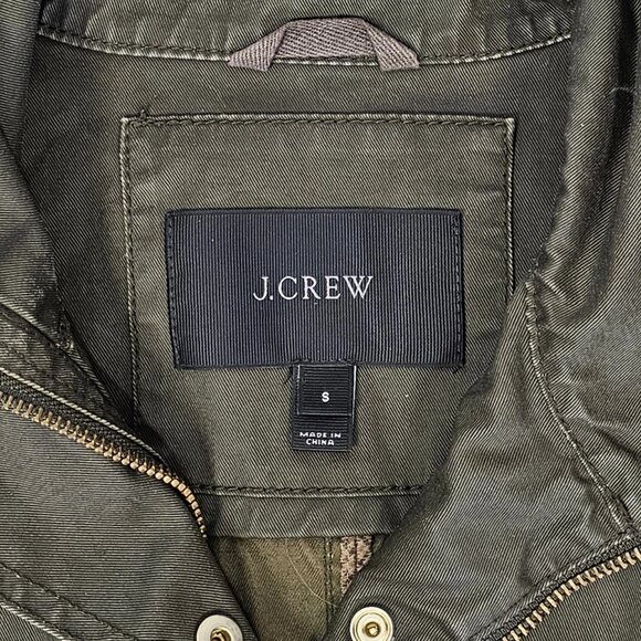 J Crew Women's Downtown Field Jacket Waxed Cotton Army Green Size Small - Picture 2 of 7